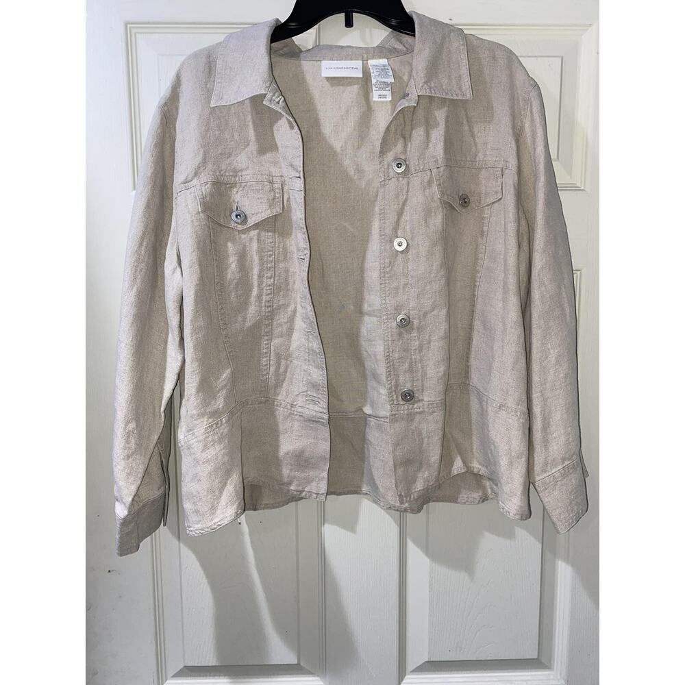 Liz Claiborne Collection Womens Jacket Linen Beige Vintage XL A001627 - Picture 9 of 11